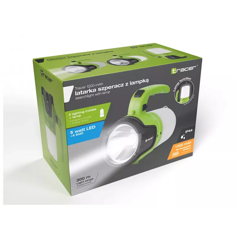 Linterna TRACER TRAOSW46895 con batería recargable de 1200 mAh, foco de mano