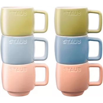 Tazas de cerámica Staub Conjunto de 6 piezas Multicolor 100 ml - conjunto de 6 tazas de té/exprés