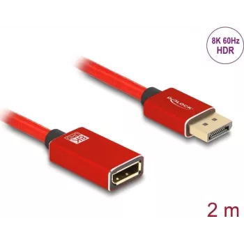 Cable alargador DisplayPort DeLOCK 8K 60 Hz 2 m rojo metal sin bloqueo