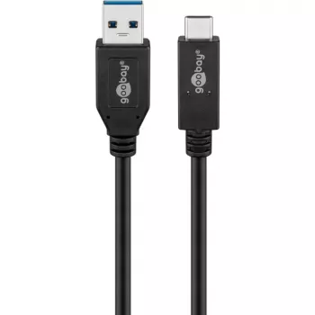 Wentronic goobay - Cable USB - USB-C (M) a USB Type A (M) - USB 3,1 Gen 2 3 A - 50cm - Redondo - Negro (41073)