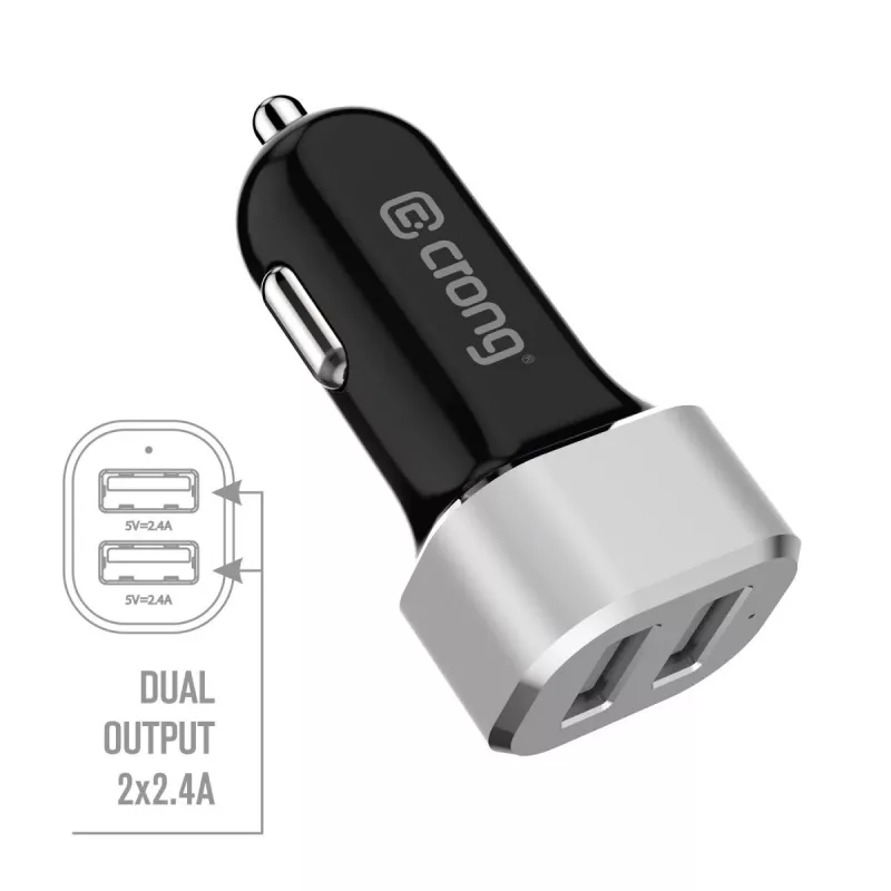 Cargador de coche 2x USB 2,4A aluminio