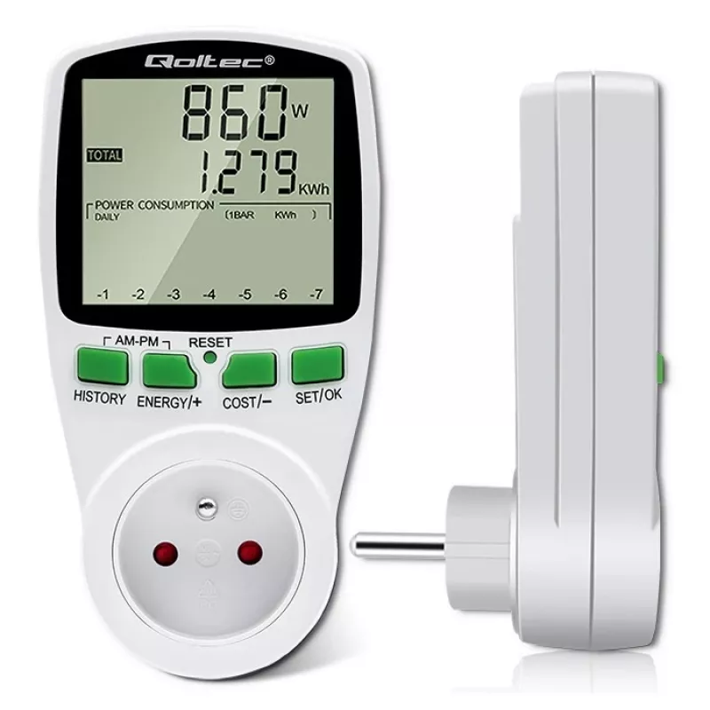 Medidor de consumo QOLTEC PM0627 3680W con historial — QOLTEC PM0627 3680W