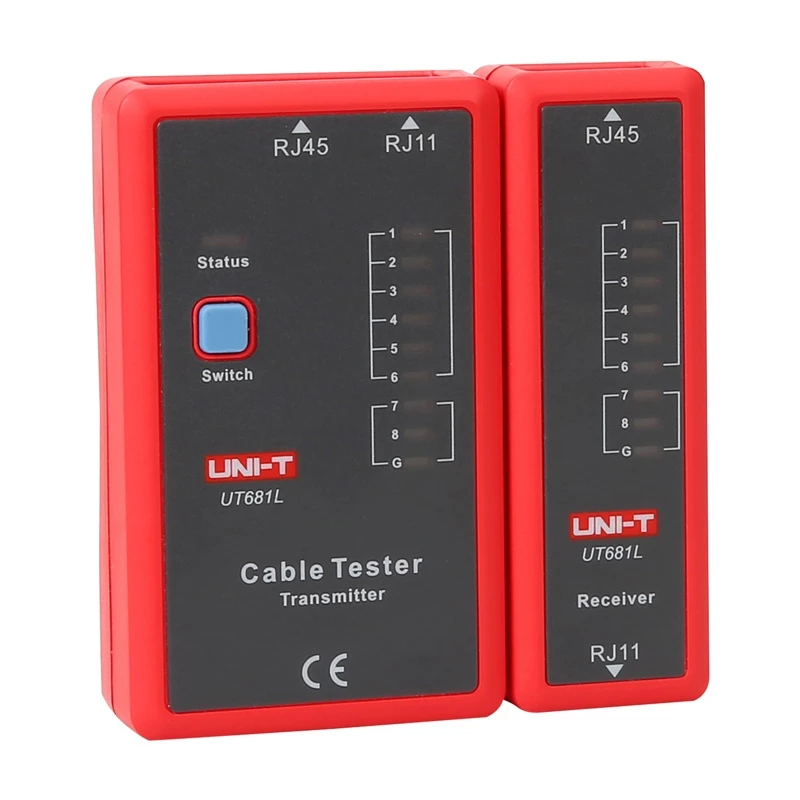 Comprobador de cables de red Unit UT681L para conectores RJ45 y RJ11, comprobación de continuidad y cableado