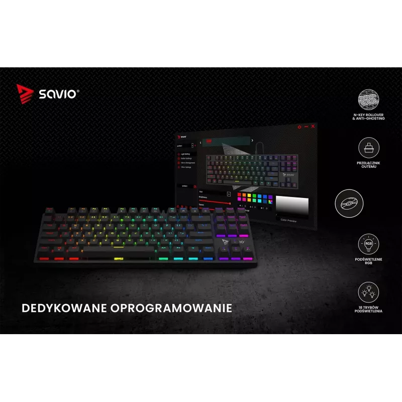 Teclado mecánico RGB Tempest X2 Outemu Blue Savio Savgk-tempest X2 Bl
