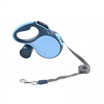 Correa retráctil para perro Extralink Pupilplanet 5 m con LED y dispensador de bolsas