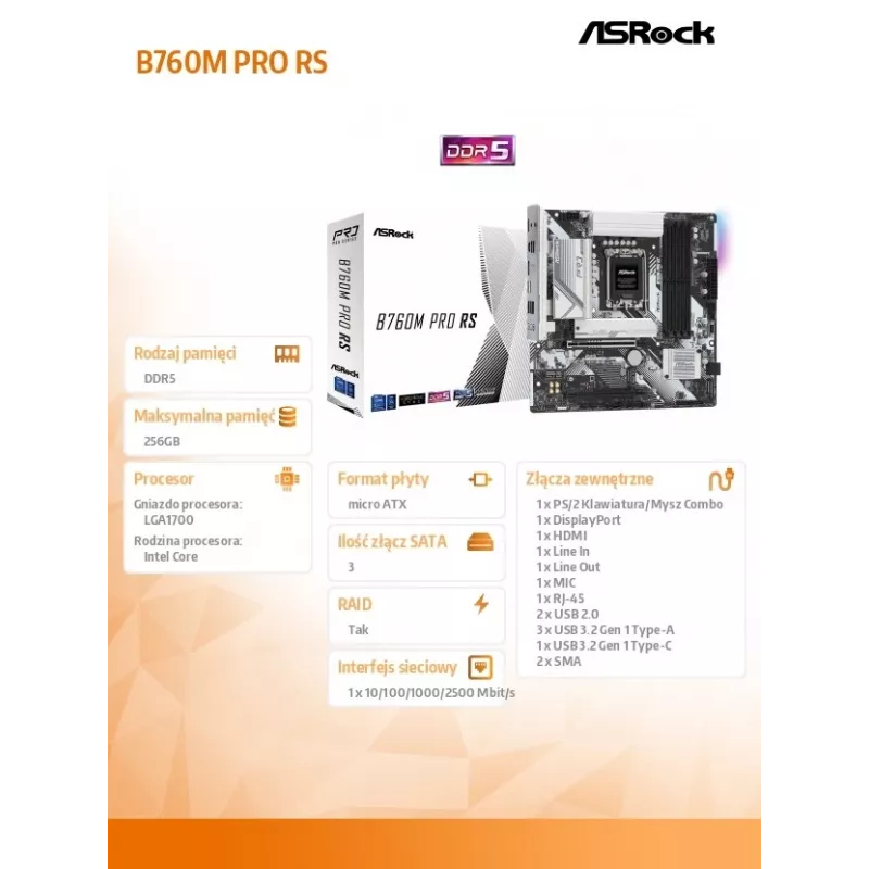 Placa Base ASRock B760M Pro RS DDR5 Micro-ATX