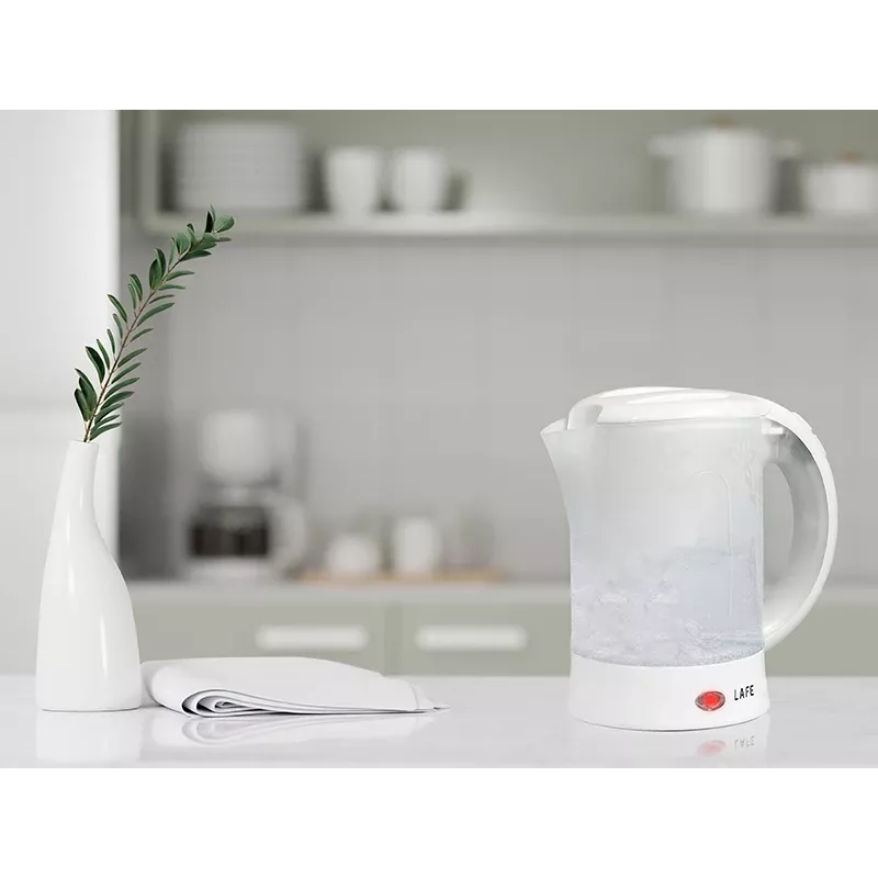 Hervidor eléctrico LAFE LAFCZA45865, acero inoxidable, 0,6 L, 600 W, gris claro, tapa con cierre abatible