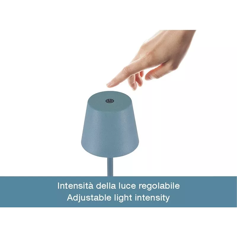 Beper P207ILI200 lámpara de mesa LED recargable, interruptor táctil, regulable, azul pizarra