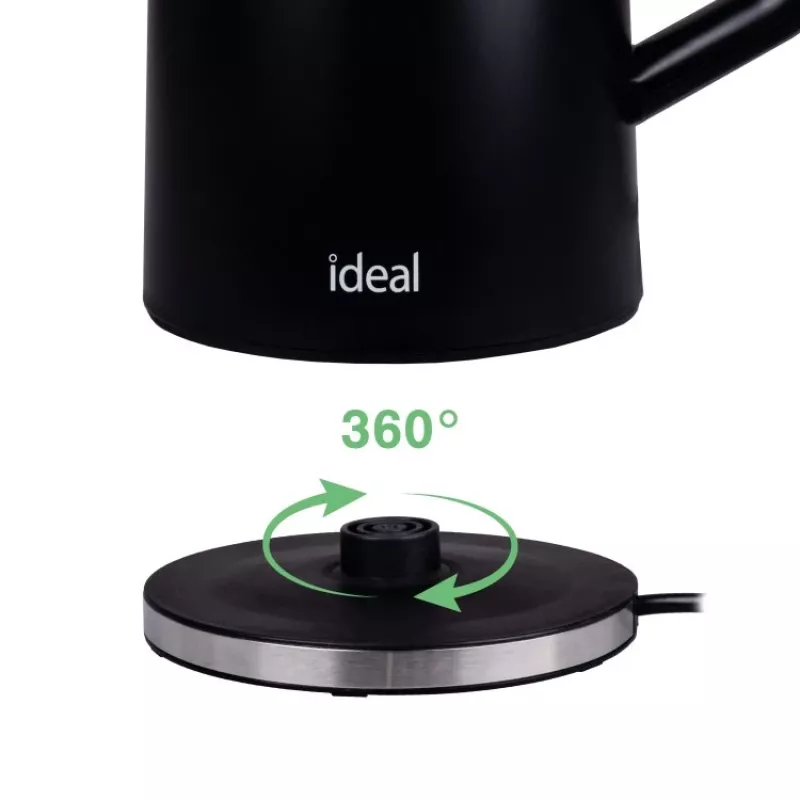 Hervidor de agua IDEAL 1,7 l, carcasa de acero, potencia 1500 W, negro