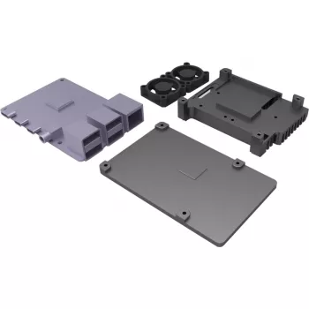 JOY-IT RPI CASE ALU07F - Carcasa para Raspberry Pi 4, aluminio, ventilador, negro (RB-ALUCASEP4+07FAN)