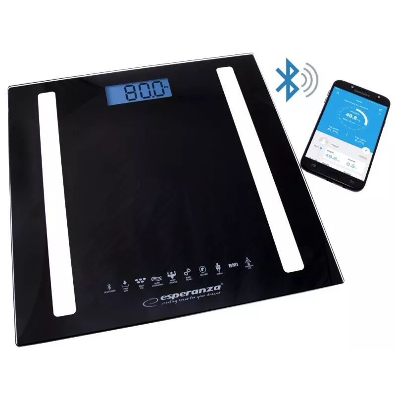 Esperanza EBS016K báscula de baño báscula de baño electrónica cuadrada negra