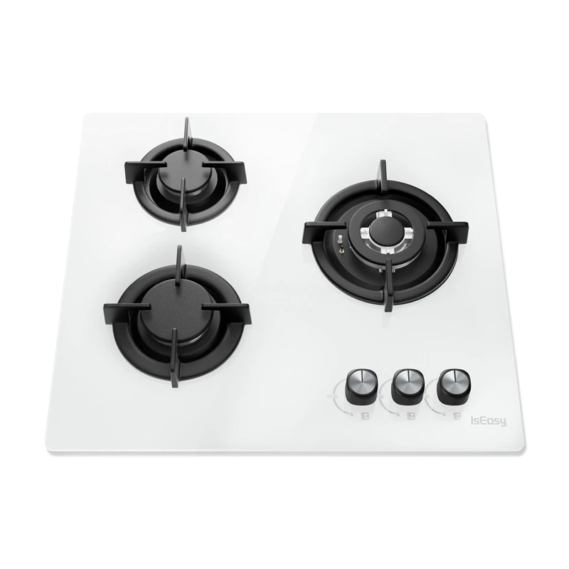 Placa de gas ISEASY MGBG-603, 3 quemadores (blanca)