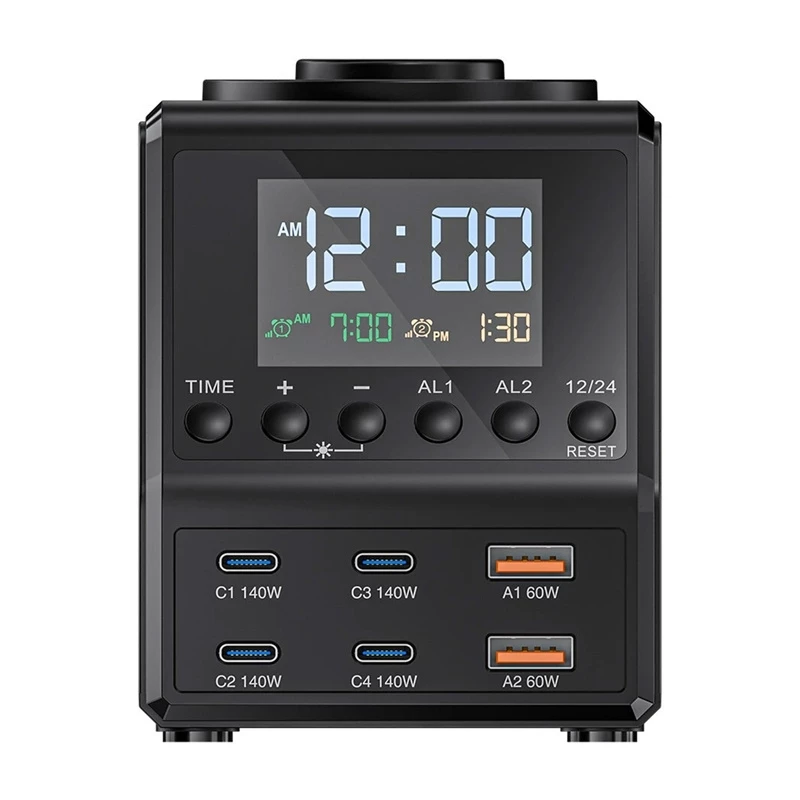 Despertador BlitzWolf BW-FW10 con 2×USB-A y 4 puertos USB-C
