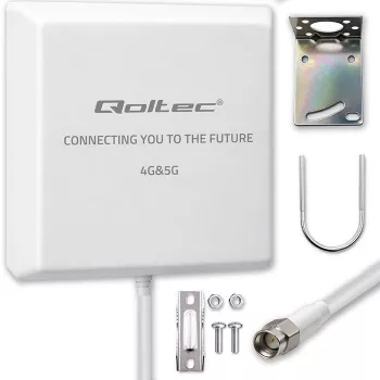 Antena 4G/5G LTE exterior QOLTEC 9 dBi con conector SMA y cable de 3 m