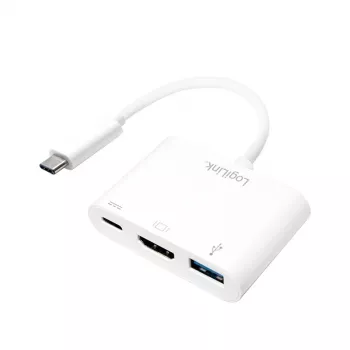 LogiLink 0,14 m 2xUSB-C HDMI USB A blanco