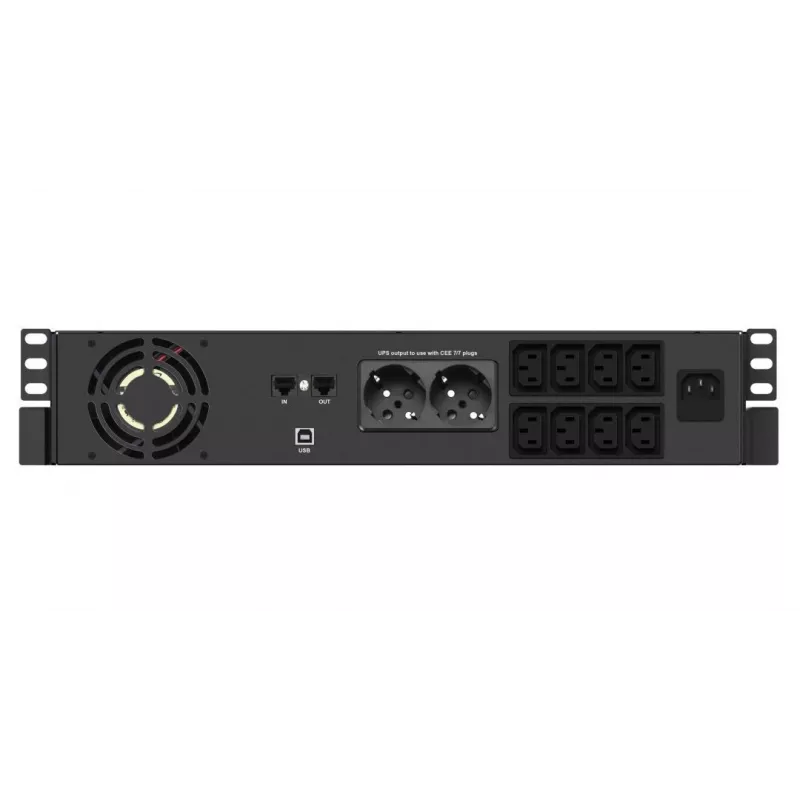 SAI rack Infosec X4 2000 RM Plus 2 kVA / 1200 W, 10 tomas tipo F, LCD, Line-Interactive