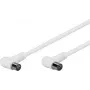 Wentronic Goobay cable de conexión en ángulo para antena, 100 % apantallado, blanco, 1,5 m - conector macho coaxial 90° a conector hembra coaxial 90° (67353)