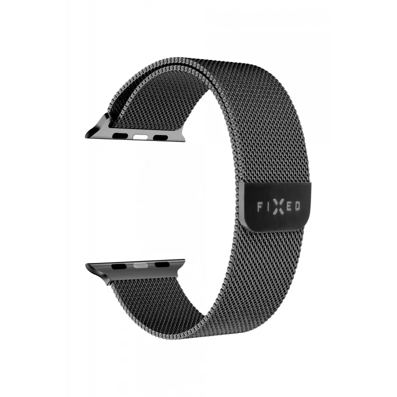 Correa de malla de repuesto para Apple Watch de FIXED — compatible con 42/44/45/46/49 mm (negra)