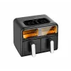 Freidora de aire doble Amica AFM 7020, 8 L, 2400 W, negra