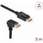 Cable DisplayPort DeLOCK 8K 60 Hz 5 m macho recto a macho 90° hacia abajo acodado