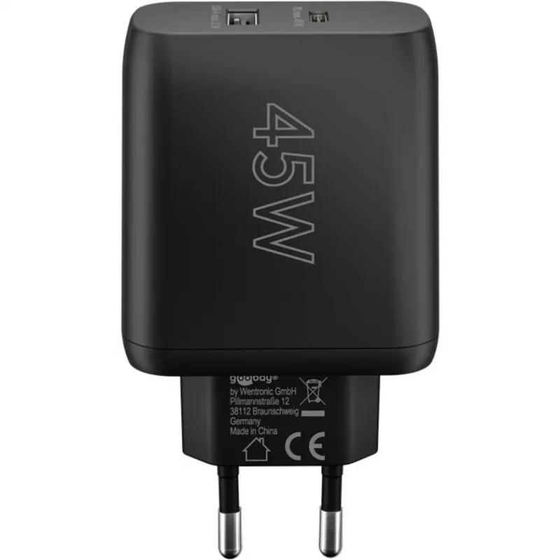 Goobay 65411 cargador para dispositivos móviles auriculares - smartphone - tablet negro AC carga rápida interior (65411)