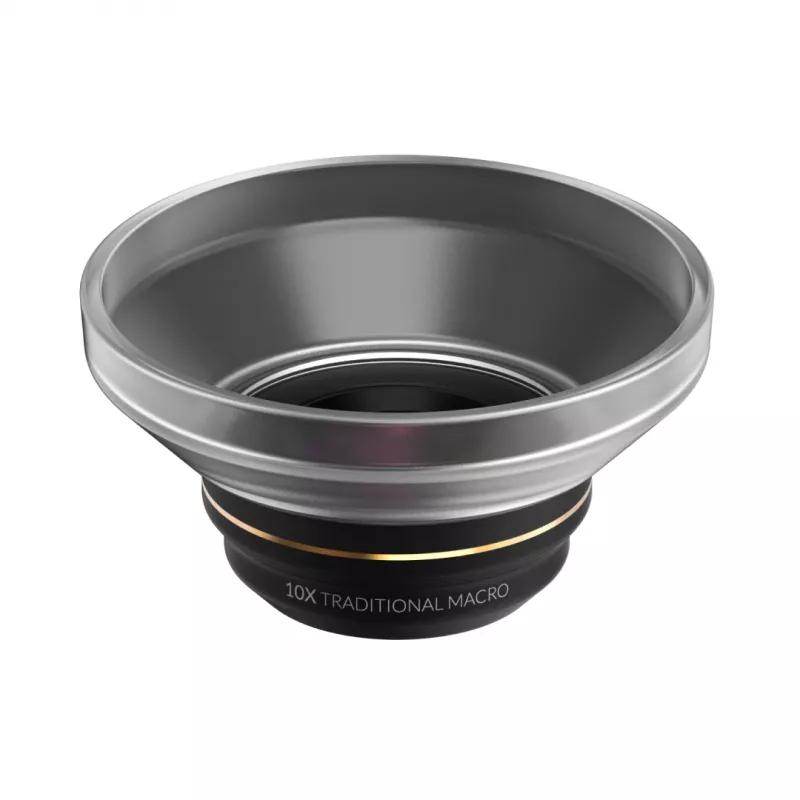 Objetivo fotográfico ShiftCam LU-MC-025-23-EF — objetivo macro 25x, conexión M12, aluminio/vidrio, 34,8 mm, 36,6 g, negro/dorado