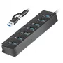 Hub USB 3.2 Gen 1, 7 puertos con interruptor encendido/apagado, negro