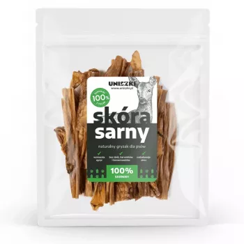 Snack para perros UNISZKI piel de ciervo 100 g – snacks masticables de ciervo monocomponente para higiene dental y entrenamiento