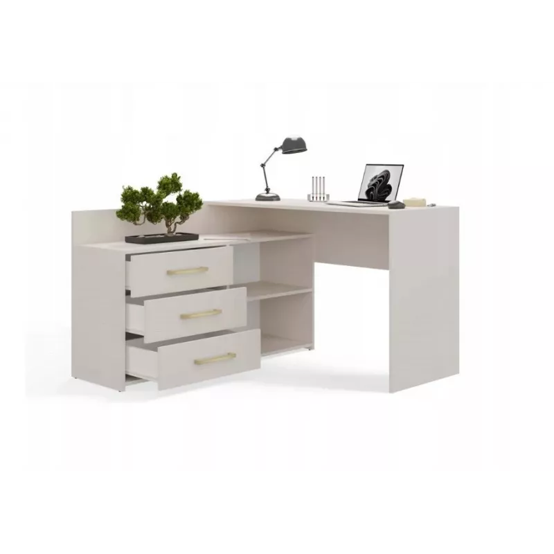Tablero de escritorio de esquina e shop DANY Kaszmir beige — puesto de trabajo en esquina, distribución compacta