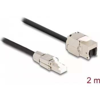 Cable DeLOCK RJ45 macho de montaje en campo a módulo Keystone RJ45 hembra Cat.6A 2 m