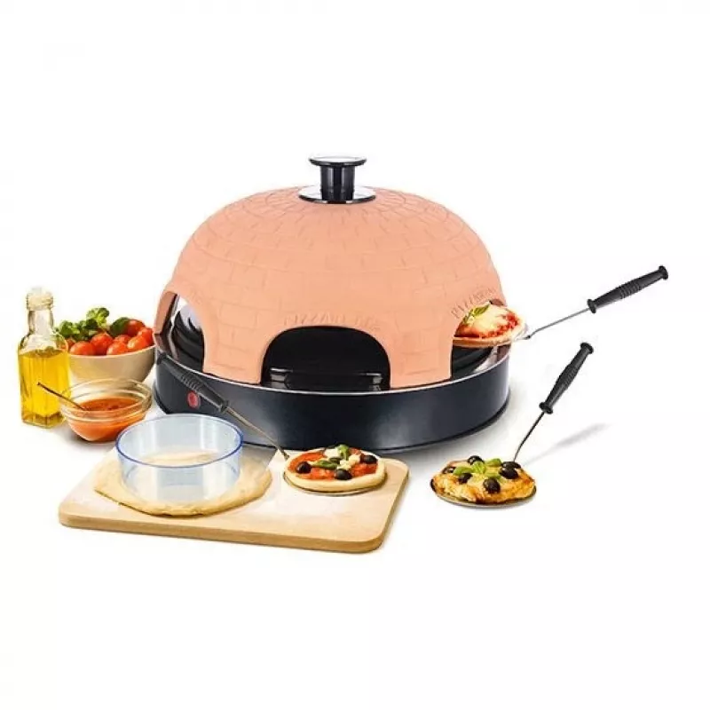 Máquina para hacer pizza Emerio PO-115984 6 pizzas 1200 W negra naranja