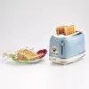 Tostadora Ariete 155 Design 2 rebanadas con cestas para sándwich, 6 niveles de tostado, 810 W, carcasa de acero inoxidable, bandeja recogemigas extraíble, azul pastel