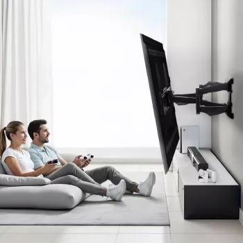Soporte de TV de pared MACLEAN MC-781 para pantallas de 66–177,8 cm (26–70 pulgadas), inclinable -12–2°, VESA 100x100–400x400, carga máx. 45 kg, negro
