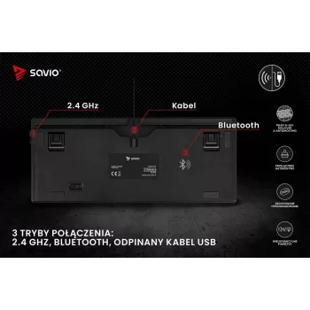 Savio Phenix SAVGK-RED Teclado gaming USB RF Wireless Bluetooth QWERTY