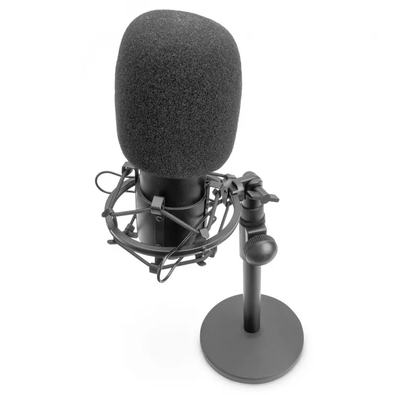 Micrófono de condensador USB, estudio negro