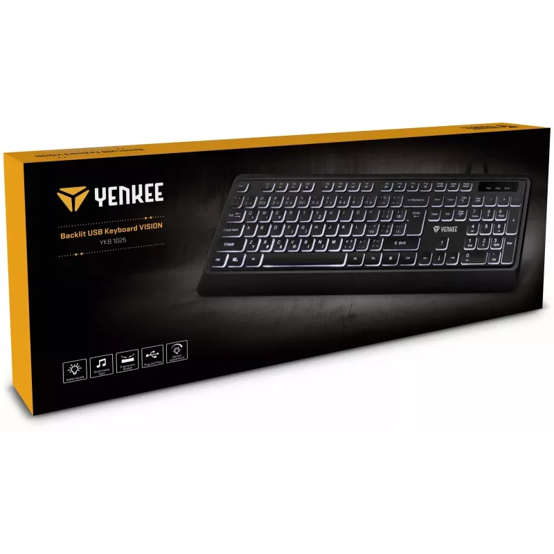 Teclado USB silencioso con retroiluminación y teclas planas