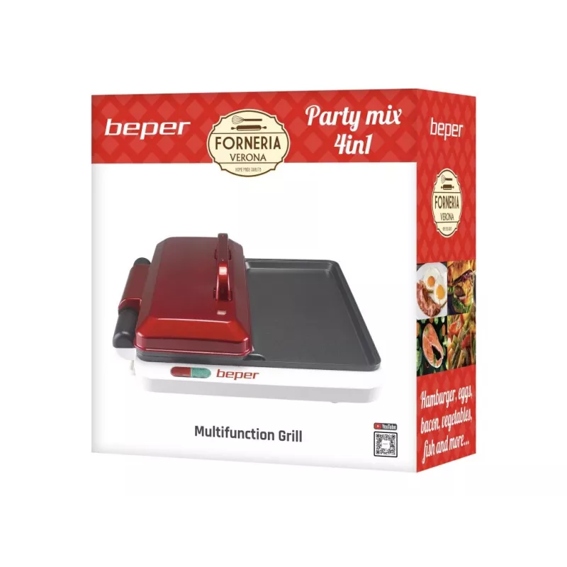 Beper P101CUD500 Party Line parrilla eléctrica con 4 placas de cocción