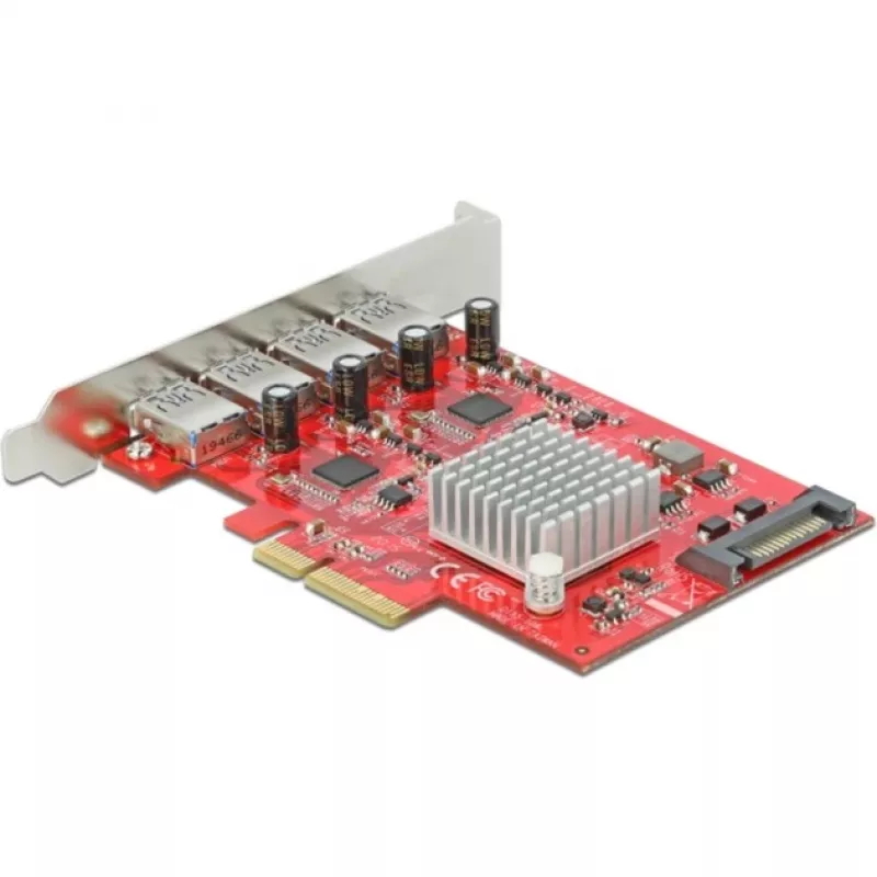 Delock tarjeta PCI Express x4 a 4 x SuperSpeed USB 10 Gbps (USB 3.2 Gen 2) conector hembra USB Type-A - Adaptador USB - PCIe 3.0 x4 - USB 3.2 Gen 2 x 4 (90481)
