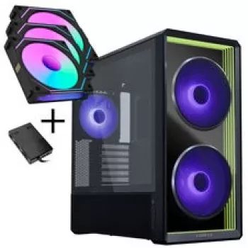 Caja de PC Lian Li LANCOOL 217 INF + 3 ventiladores UNI FAN SL-INF 120 Reverse-Blade - negro
