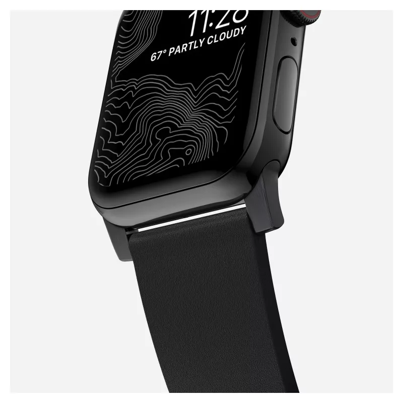 Correa Nomad Modern Strap negra de cuero activo con conector negro 42/44/45/49 ProV2