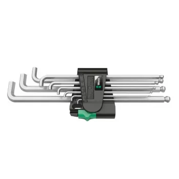 Juego de llaves acodadas Wera 950/9 Hex-Plus 4, métrico, cromado