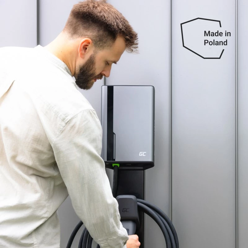 Green Cell HabuDen EVGC021B2250 Wallbox cargador para vehículos eléctricos 22 kW 32A, Type 2, cable de 5 m, NFC, Bluetooth, Wi-Fi, aluminio