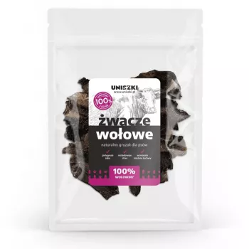 Snack para perros UNISZKI panza de ternera 500 g – snack monocomponente para higiene dental, sin cereales ni gluten