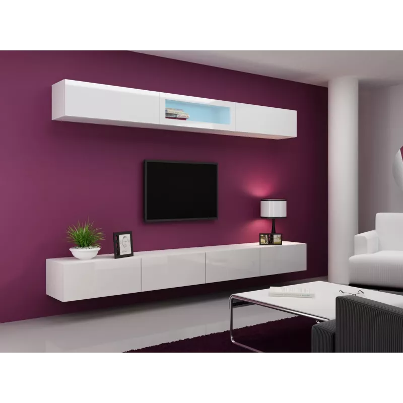 Conjunto de armarios de salón Cama VIGO 12 blanco/blanco brillante