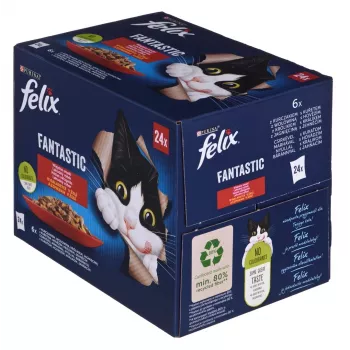 Felix Fantastic sabores rurales en gelatina - Comida húmeda para gatos - 24x 85 g