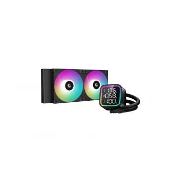 Refrigeración líquida todo en uno para CPU DeepCool R-LD240-BKDMMN-G-1 240 mm RGB, 2 ventiladores de 120 mm, PWM, tubos de 41 cm, radiador de aluminio