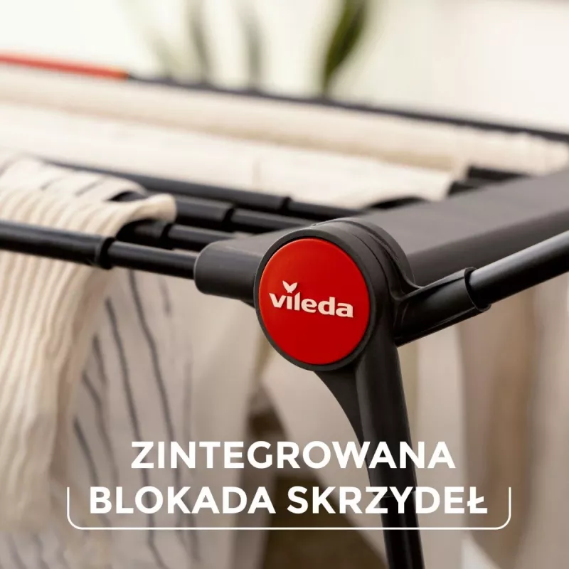 Tendedero VILEDA Infinity Flex Ultimate Telescópico — negro, aluminio recubierto, 30 m de superficie de secado, plegable, ruedas