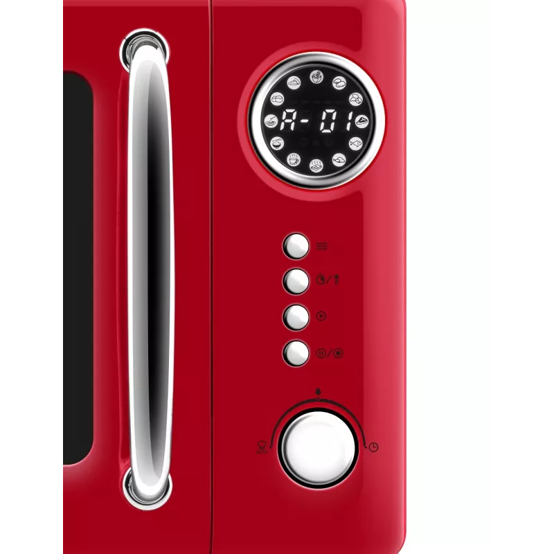 Microondas de encimera ETA Storio Rojo Solo – 20 L, 700 W, 5 niveles de potencia, plato giratorio de 245 mm