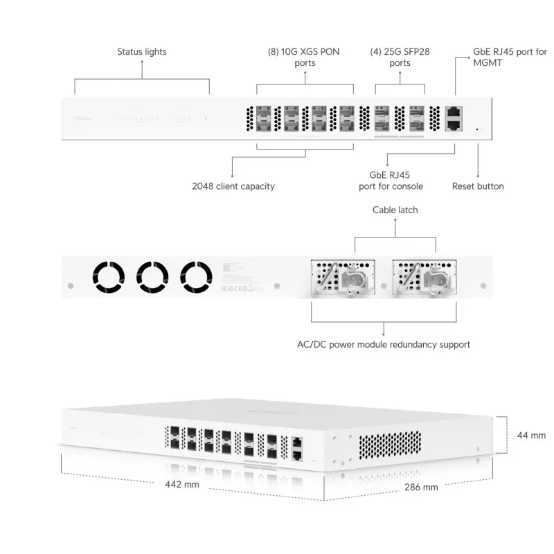 Switch gestionado Ubiquiti UISP-FIBER-OLT-XGS 10 Gbit/s 1U