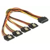 Delock 60157 cable alargador de alimentación SATA, SATA 15 pines (M) con enganche a 4x SATA 15 pines (H), 0,3 m, negro/amarillo/rojo/naranja